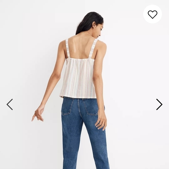 Madewell Button-Front Cami Tank in Textural Rainbow Stripe Size - Picture 4 of 8